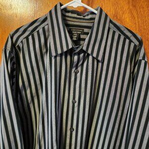 Men's XLT Structure Premium Black/Gray Stripes Long Sleeve Button Down Shirt